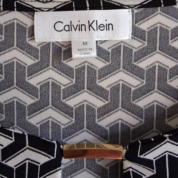 Calvin Klein 3/4 Sleeve Black & White Blouse Women's Size M - Picture 4 of 9